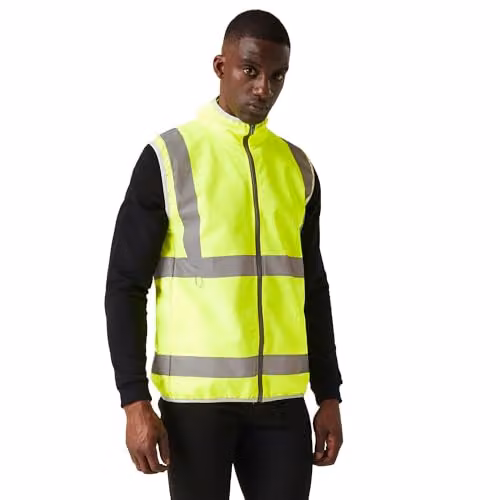 Regatta Men's Hi-Vis Class 2 Full Zip Polyester Vest in Yellow, Orange or Blue, Size M