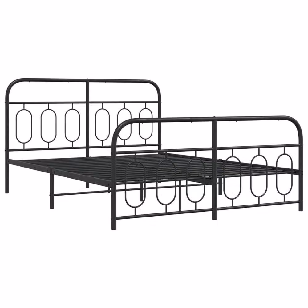 Berkfield Home Metal Bed Frame with Footboard, Black, W: 135 cm, L: 190 cm – 3
