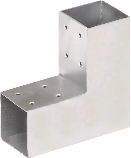 Berkfield Home L Shape Galvanised Metal Post Connectors, 4 Pack, Silver, 71 x 71 mm