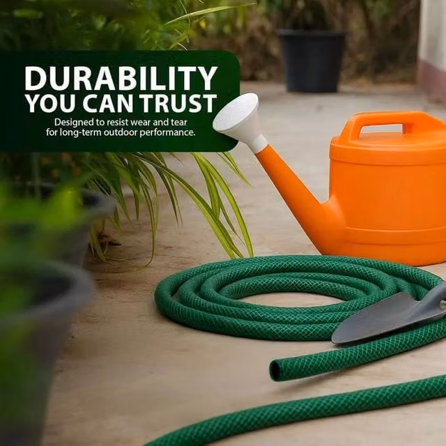 FLAVORA Heavy Duty Reinforced Braided PVC Watering Hosepipe Reel, Green, 30m – 1