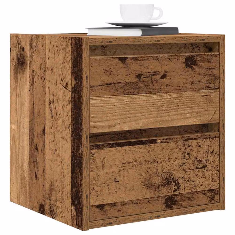 Berkfield Home Wall-mounted Bedside Cabinet in Brown Rustic Old Wood, W/D/H: 38 x 34 x 40 cm – 3