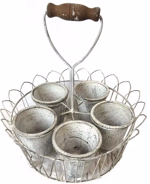 ALL CHIC Metal 5 Pot Flower Planter Tub in Grey or White