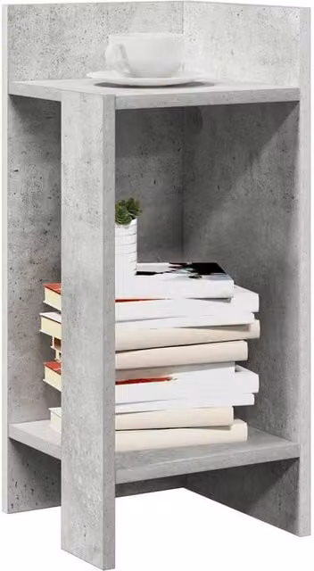 Berkfield Home Set of 2 Side Tables with Shelf, Concrete Grey, W/D/H: 25.5 x 27 x 60 cm