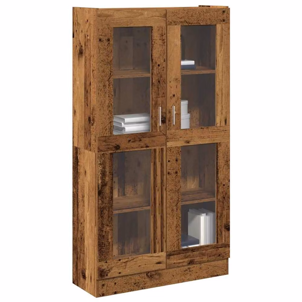 Berkfield Home Old Wood Highboard in Brown with Glass Doors and Internal Shelves, W: 82.5 cm, D: 30.5 cm, H: 150 cm – 2