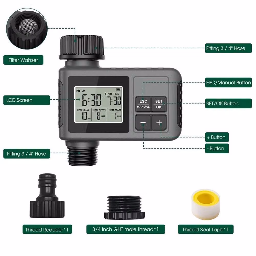 SPETLEK Digital Automatic Water Timer Irrigation Watering System in Dark Grey – 5