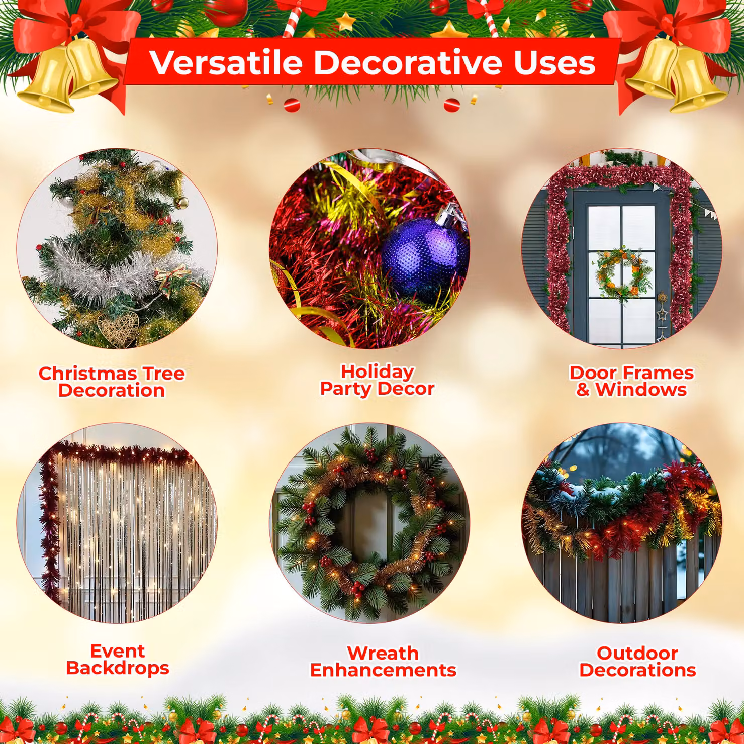 Neel Blue Shiny Metallic Fine Foil Christmas Tinsel Garland, 2m – 2