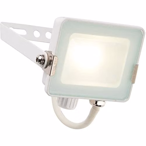 Loops 10W Cool White LED Outdoor Waterproof IP65 Floodlight in Matt White Aluminium and Glass
