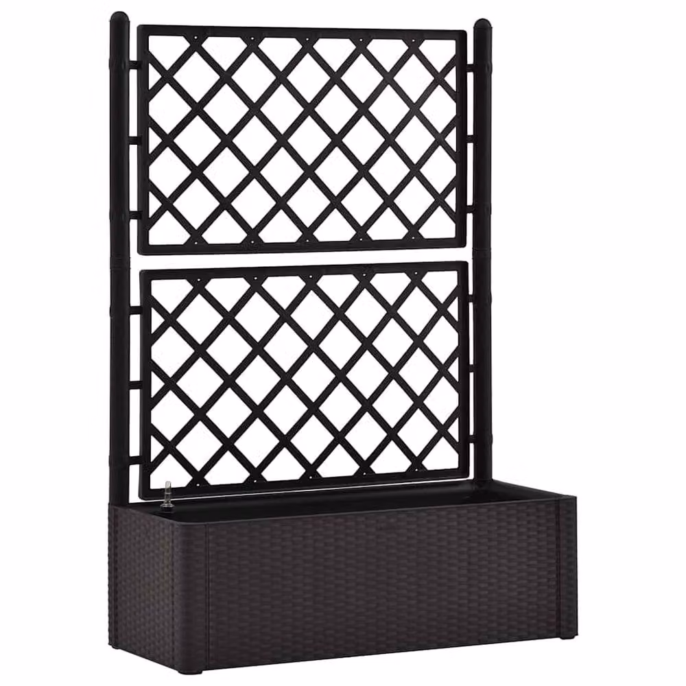 Berkfield Home Garden Raised Bed with Trellis and Self-Watering System, Anthracite and Black, W/D/H: 142 x 90 x 43 cm – 2