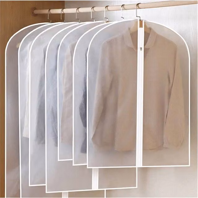 Nordara 12 Pack Large Transparent Plastic Hanging Clothes Covers for Suit and Dust Protection