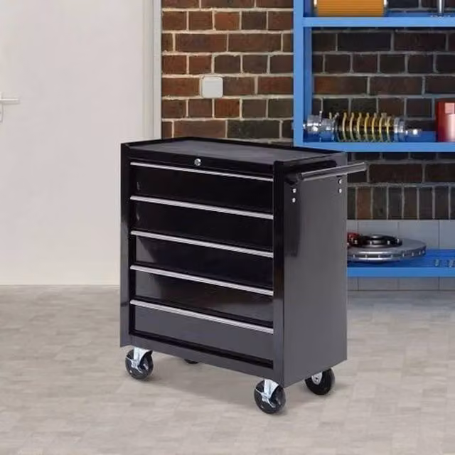 EONLION Heavy Duty Metal Tool Drawer Chest Cabinet in Black, Lockable and Rollable, W: 100 cm, H: 200 cm – 1