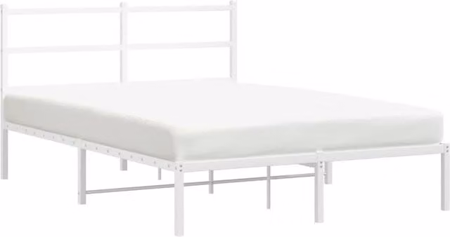 Berkfield Home Metal Bed Frame with Headboard, White, W/D/H: 140 x 190 cm – 1