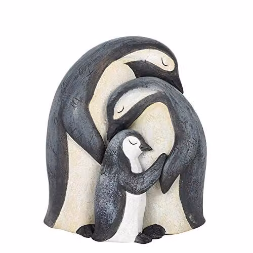 Necool Penguin Family Tabletop Ornament in Grey and Black, H 12.5 cm x W 10.5 cm x D 10.0 cm – 1