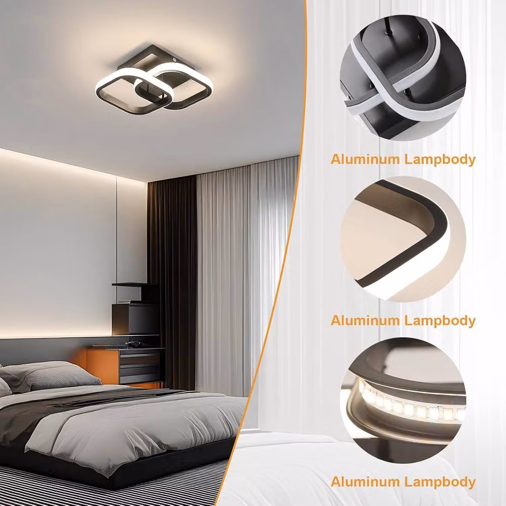 COMELY 22 W LED Square Ceiling Light, 2 Pack, Black, Natural Light – 4