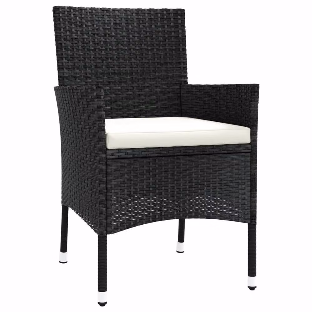 Berkfield Home Beautiful 5 Piece Garden Bistro Set with Cushions in Black Poly Rattan – 4