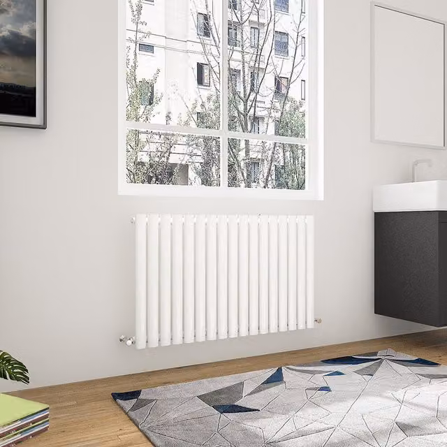 AicaBathroom Horizontal Oval Column Radiator in White, W: 100.3 cm, H: 60 cm