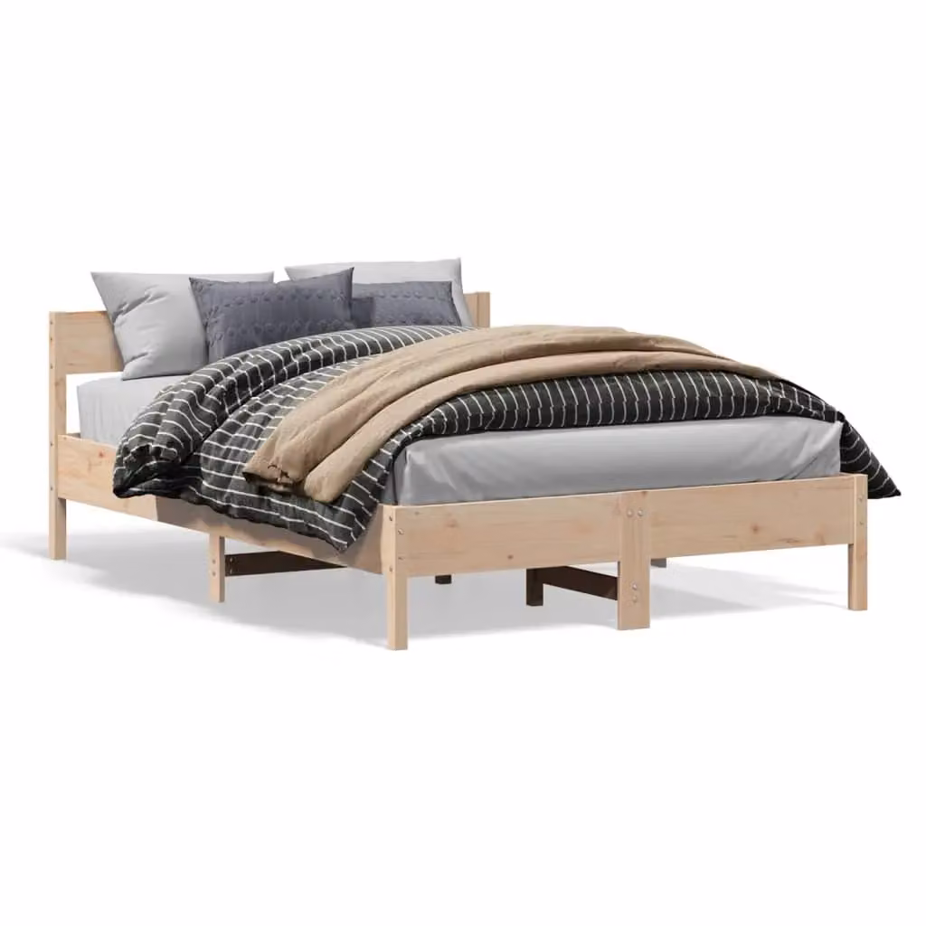 Berkfield Home Small Double Solid Wood Pine Bed Frame in Brown, W/D/H: 120 x 190 cm – 2