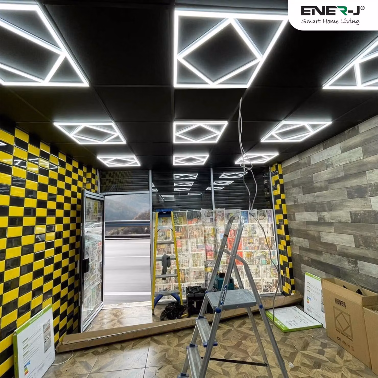 ENER-J Double Square Borderline LED Panel, White, W/D/H: 60 x 60 x 60 mm, 40W, 4000 Lumens, 6000K Cool White – 6