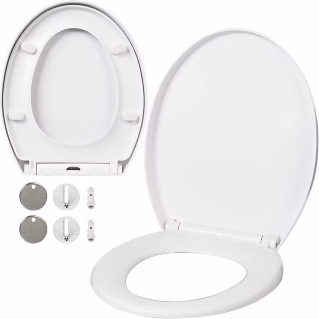 LIVIVO Oval Soft Close Toilet Seat with Quick Release Button, White – 1