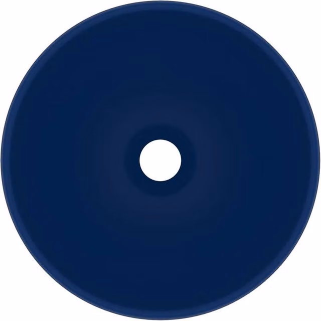 Berkfield Home Luxury Round Ceramic Bathroom Basin in Matt Dark Blue, Diameter: 32.5 cm, Height: 14 cm – 1