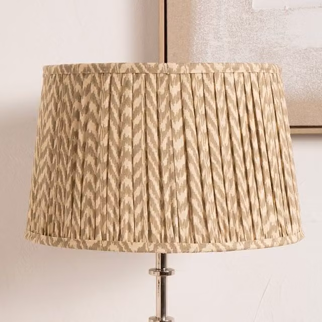 Ruma Beige Chevron Tapered Pleated Fabric Lampshade for Floor Lamps, Diameter: 35.56 cm