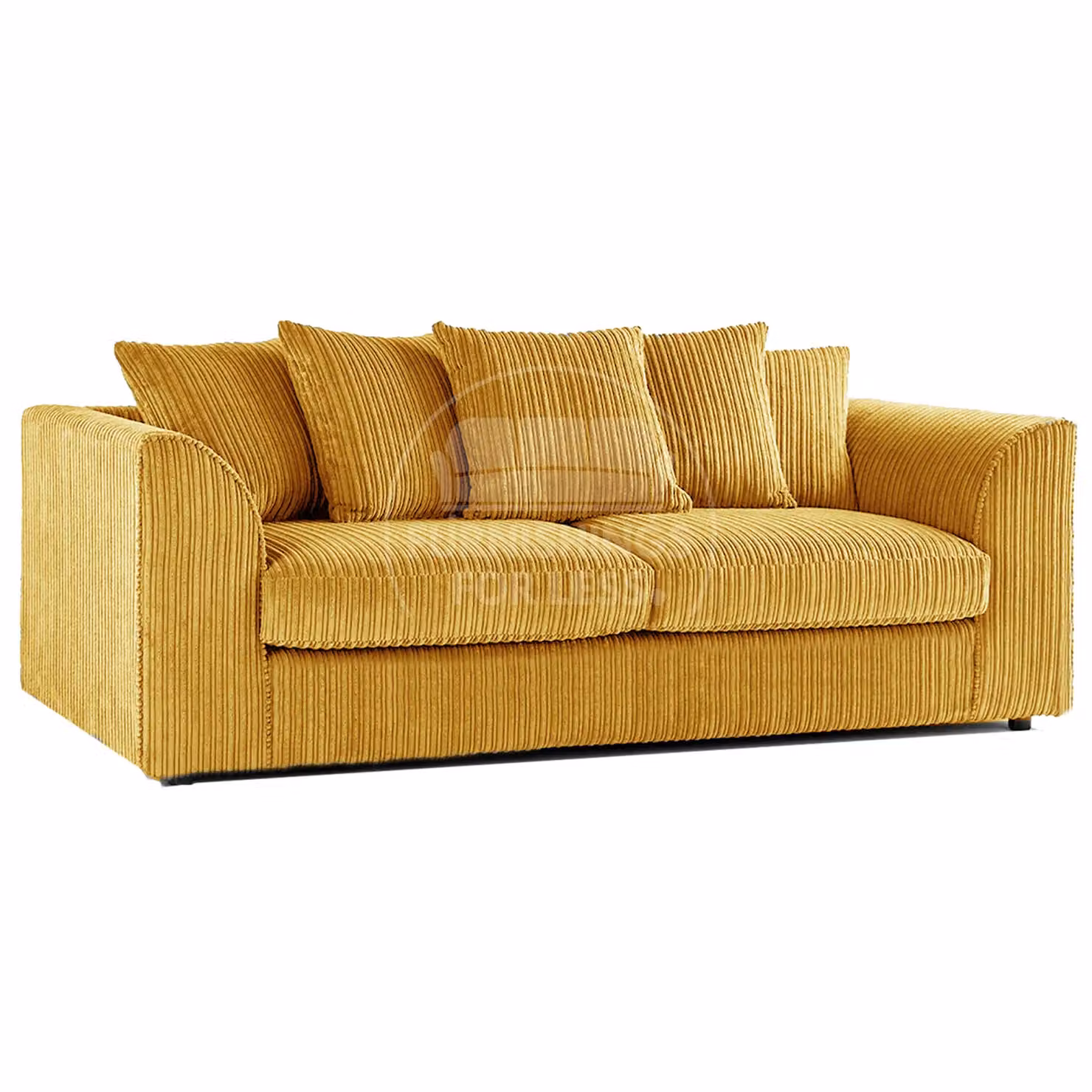 Furnishings For Less UK Luxor 3 Piece Sofa Suite in Mustard Yellow Jumbo Cord Fabric with Scatter Cushions – 2