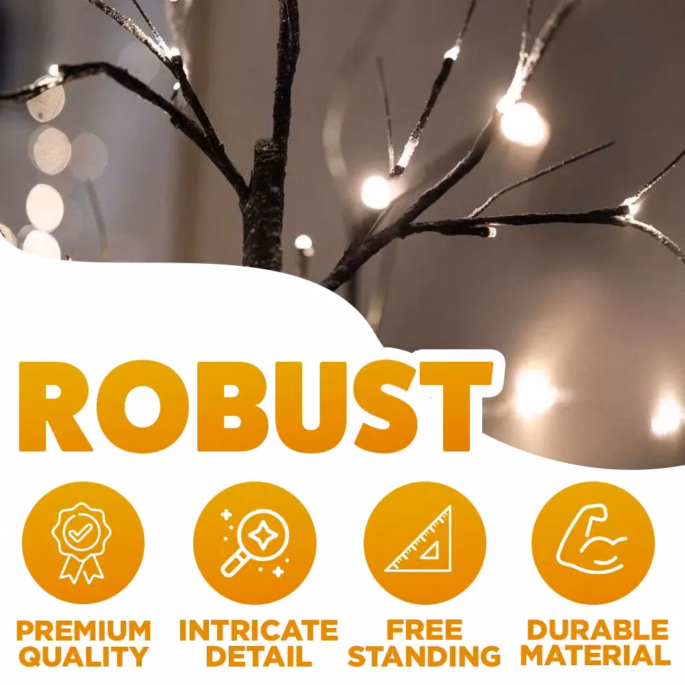 Marco Paul Large Pre-lit Twig Tree in White, Height: 140 cm – 4