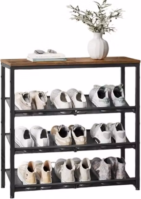 Modcraft Expandable 4-Tier Metal Shoe Rack with Adjustable Shelves in Brown