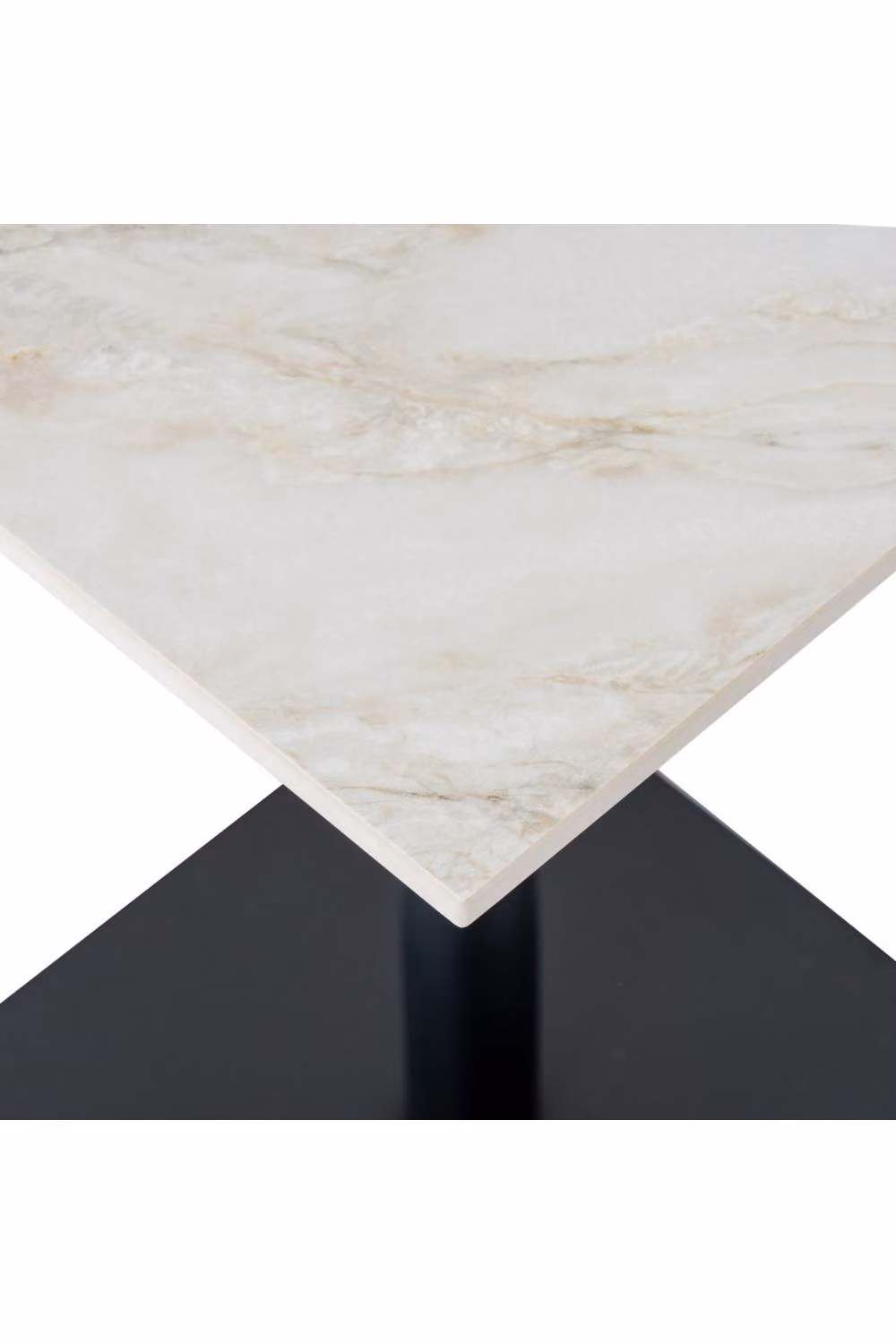 KDMD Romanby Stone Square Dining Table with Matt Stone Effect Composite Top and Central Column – 2