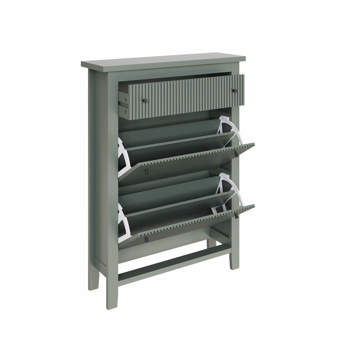 GFW Garrucha Deluxe Green 2 Door 1 Drawer Shoe Cabinet – 3