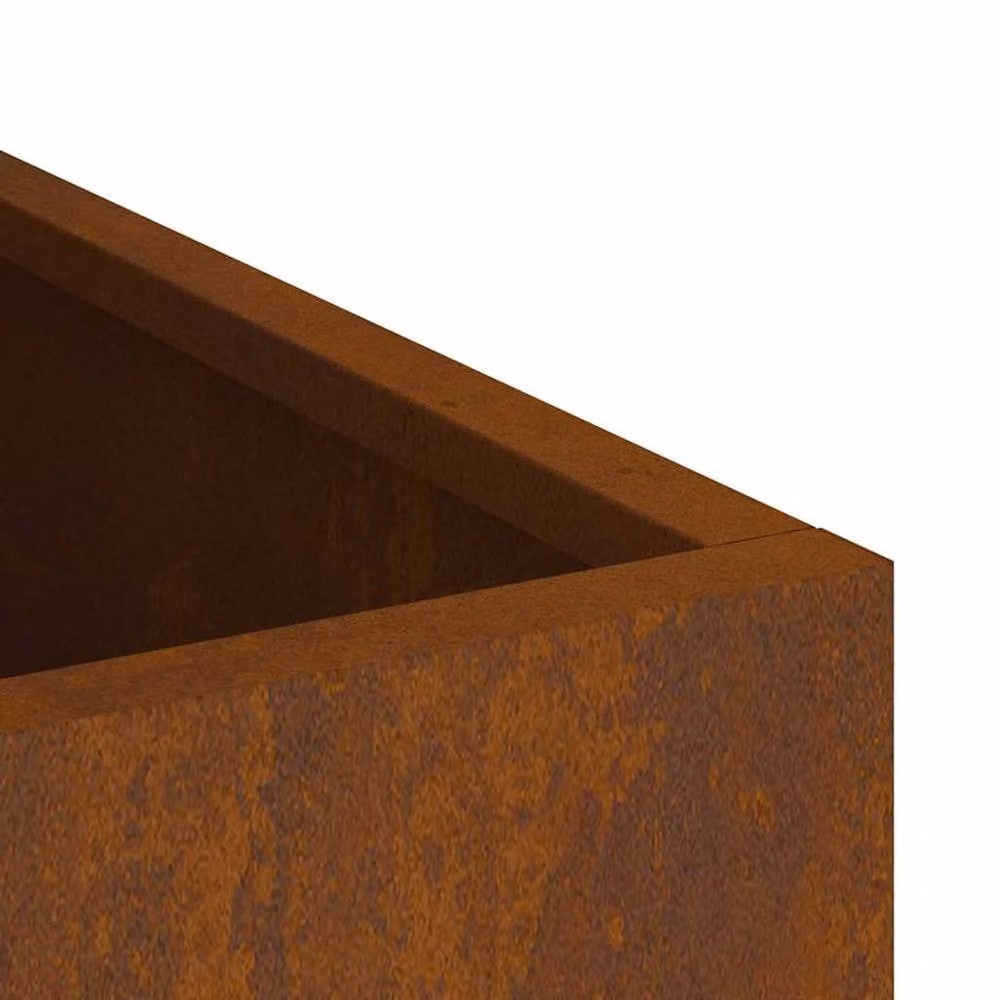 Berkfield Home Brown Weathered Steel Garden Planter Tub W: 50 cm, D: 32 cm, H: 40 cm – 4