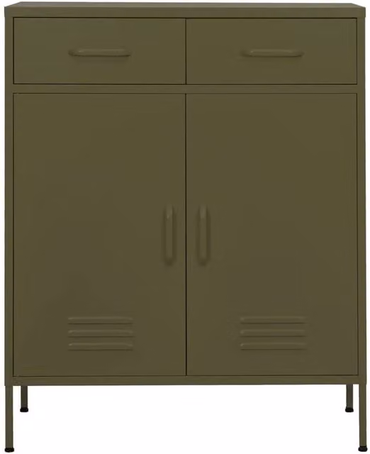 Berkfield Home Metal Storage Cabinet in Olive Green, W/D/H: 80 x 35 x 101.5 cm