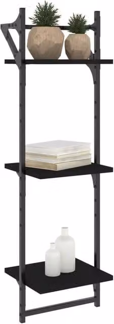 Berkfield Home Beautiful 3-Tier Wall Mounted Shelves with Bars, 2 Pack, Black, H 100 x W 30 x D 25 cm – 1