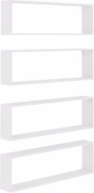 Berkfield Home Wall Mounted Cube Shelf, 4 Piece Set, White, W/D/H: 100 x 15 x 30 cm