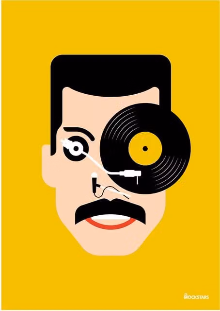 Mockstars Freddie Modern Multicolour Art Print on Paper, A2