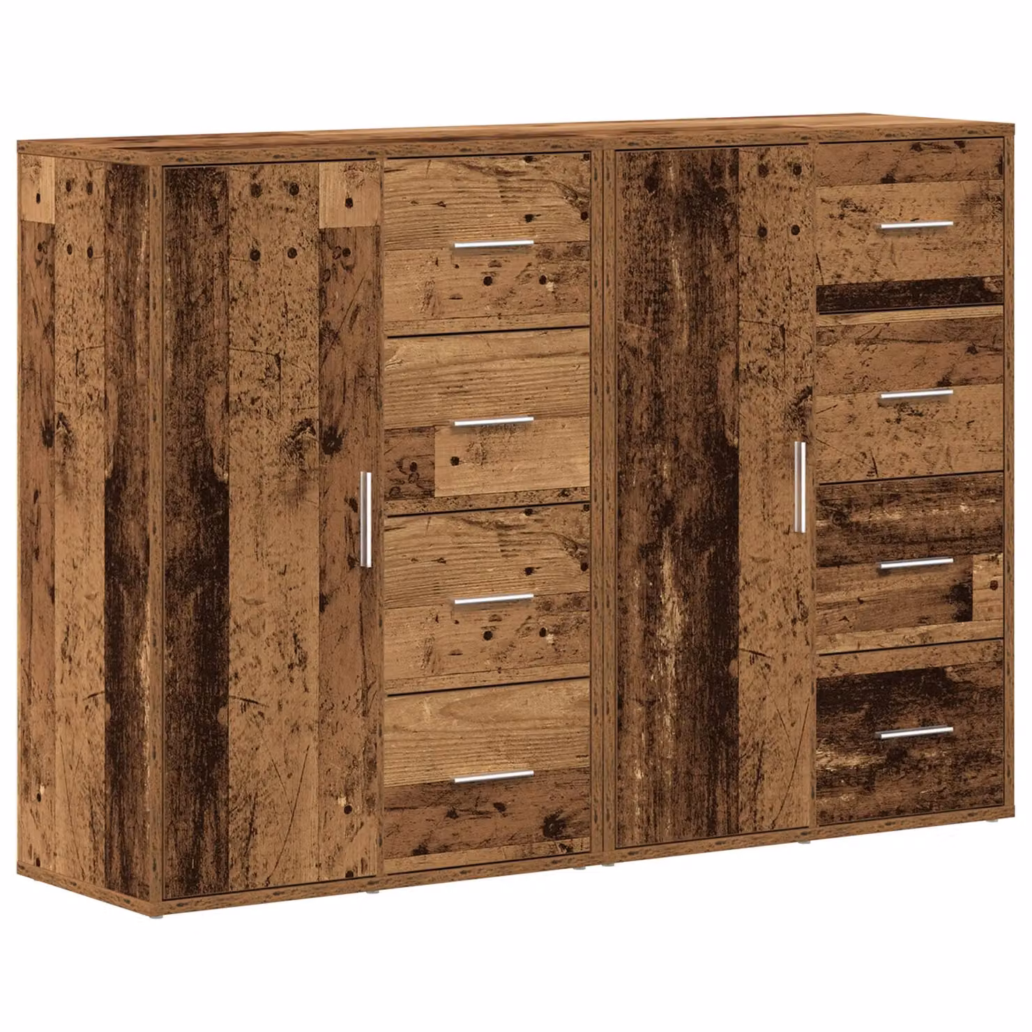 Berkfield Home Set of 2 Rustic Solid Wood Rectangular Sideboards in Brown – 2