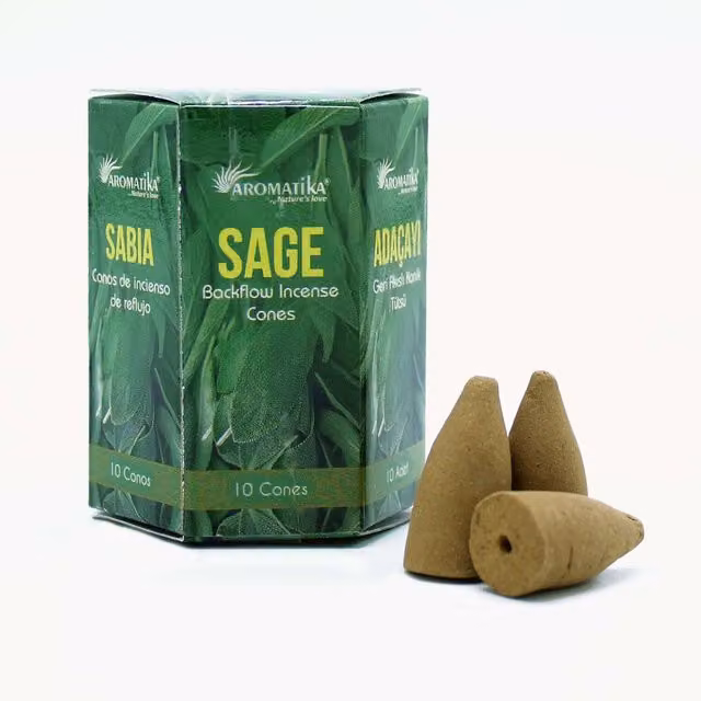 Aromatika Pack of 10 Sage Masala Backflow Incense Cones in Green and Brown