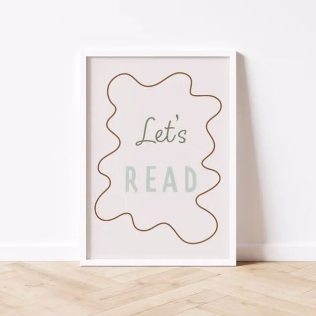 Autumns Corner Let's Read Typography Print Wavy Edition, Sage Green, A4