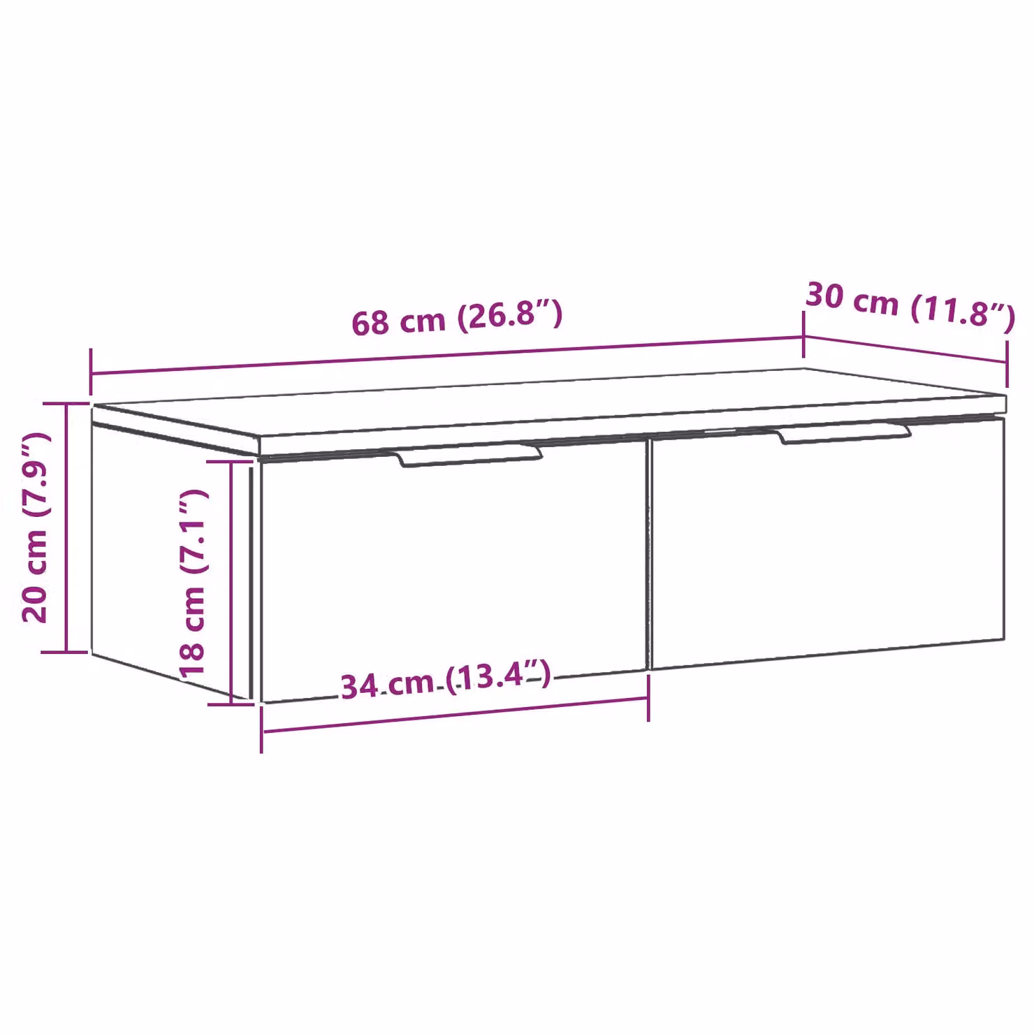 Berkfield Home Black Oak Wall Cabinet, W/D/H: 68 x 30 x 20 cm – 5