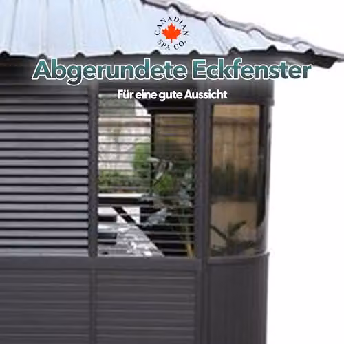 Canadian Spa Co. Fraser freestanding hot tub gazebo in brown with bar, louvre windows and skylight, W/D/H: 305 x 305 x 305 cm – 4