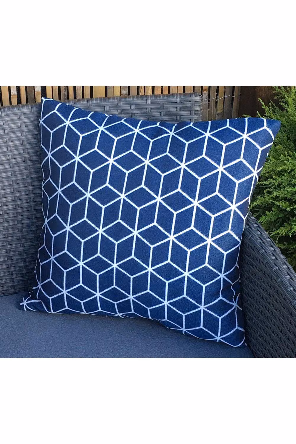 Royalcraft Pair of Blue Graphic Square Outdoor Garden Sofa and Chair Scatter Cushions – 2