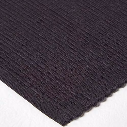HOMESCAPES Set of 2 Plain Black Cotton Non-Slip Rectangular Placemats, W: 50 cm, D: 33 cm – 2