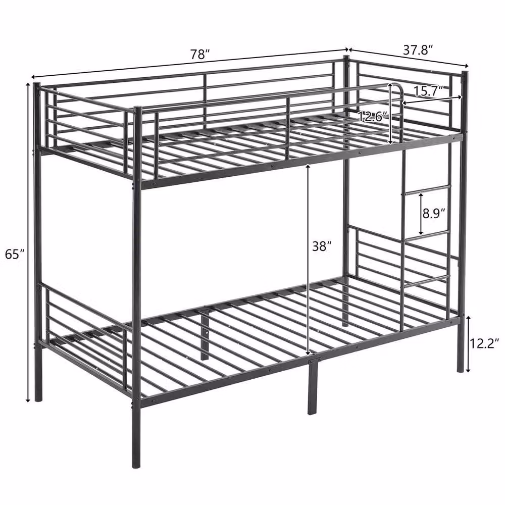 SPETLEK Metal Double Bunk Bed Frame in Black, W/D/H: 140 x 200 cm – 2