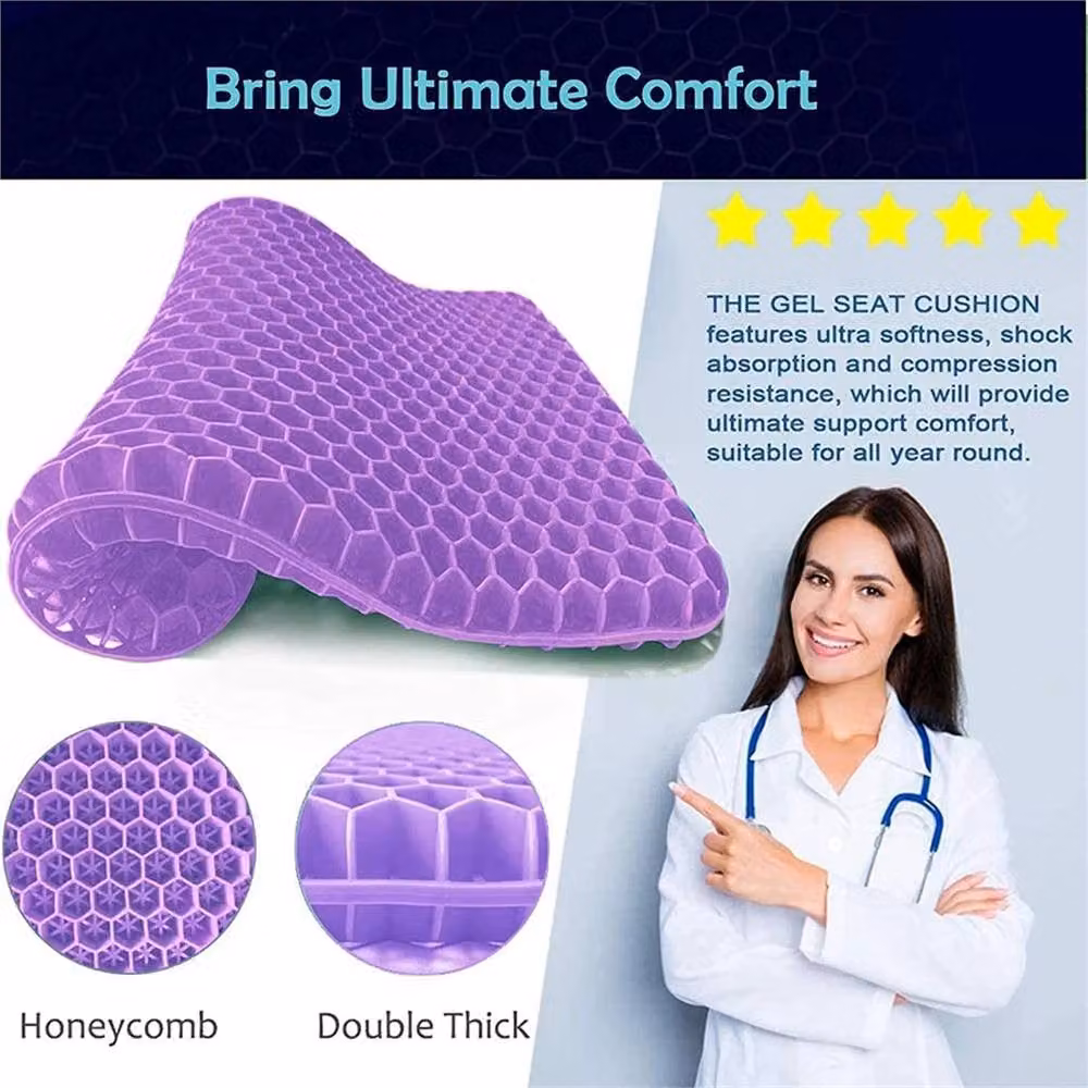 NESTLUNE Purple Breathable Ergonomic Gel Seat Cushion, W/D/H: 190 x 100 x 1 cm – 3
