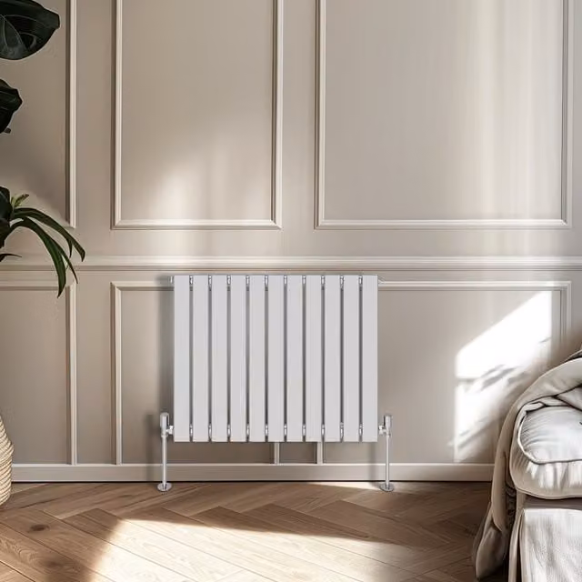 Single Panel Flat Panel Horizontal Radiator in Chrome, Height: 74.8 cm