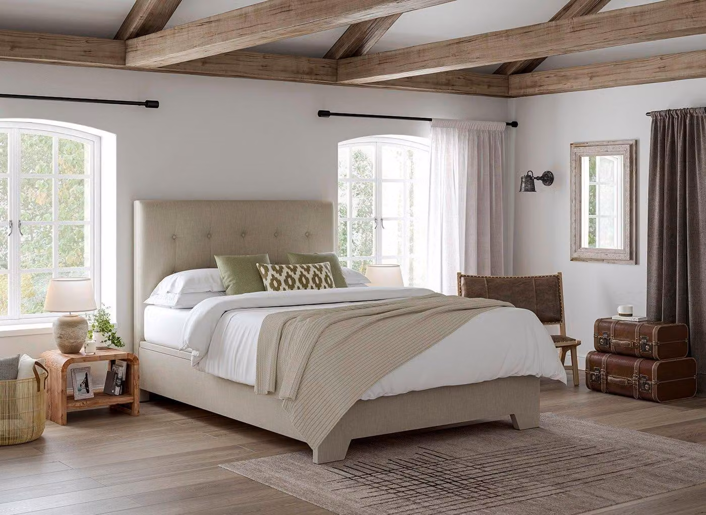 Dreams Jenkins Upholstered Ottoman Bed Frame in Beige