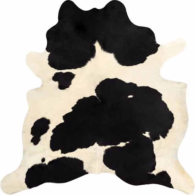 Berkfield Home Real Cowhide Rug in Black and White, W: 180 cm, L: 220 cm – 1