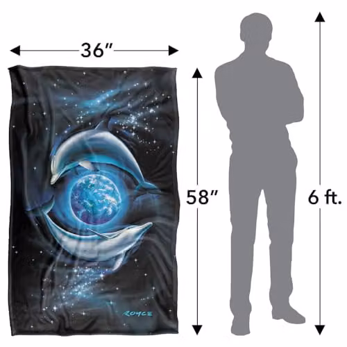 JQ Licensing Royce McClure Dolphin Planet Silky Touch Super Soft Fleece Throw Blanket, Multicolour, W: 91 cm, D: 147 cm – 4