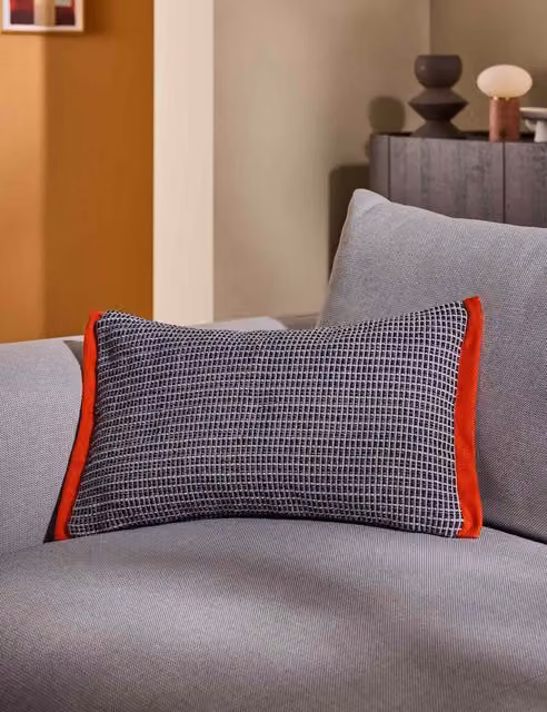 MADE Charcoal Mix Grey Pure Cotton Cady Rectangular Cushion with Removable Cover