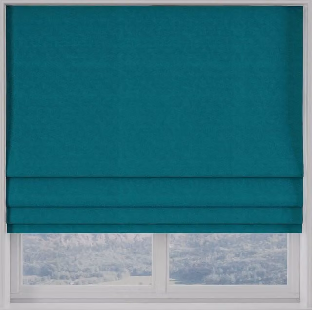 Terrys Turin Velvet Made to Measure Roman Blind in Petrol Peacock