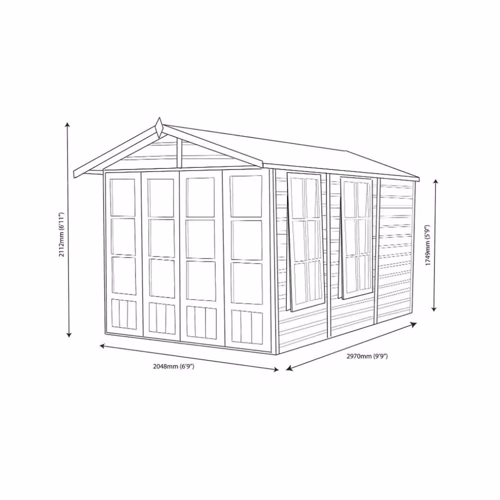 Shires Kensington Summerhouse with Double Doors and Large Opening Window, Light Brown, W: 210.4 cm, D: 204.8 cm, H: 210.4 cm – 3